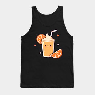 Cute Orange Milkshake Ice Cream in Kawaii Style with Orange Slices | Kawaii food Tank Top